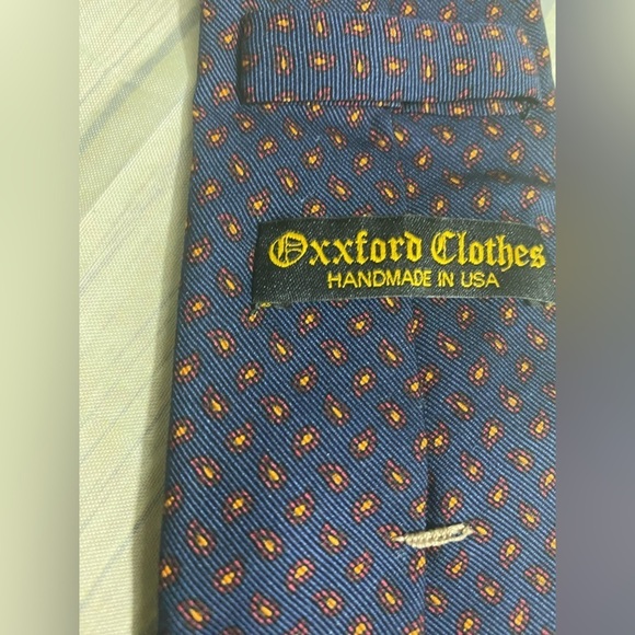 Oxford Clothes Tie Mens 61” Long 3 1/2” Wide Navy Blue Wool Silk Repp Necktie - Picture 6 of 7